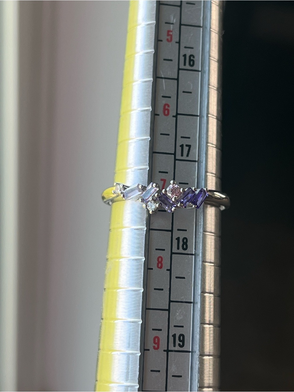 BP 925 Sterling Silver Purple amethyst and White Stone Ring  size 7